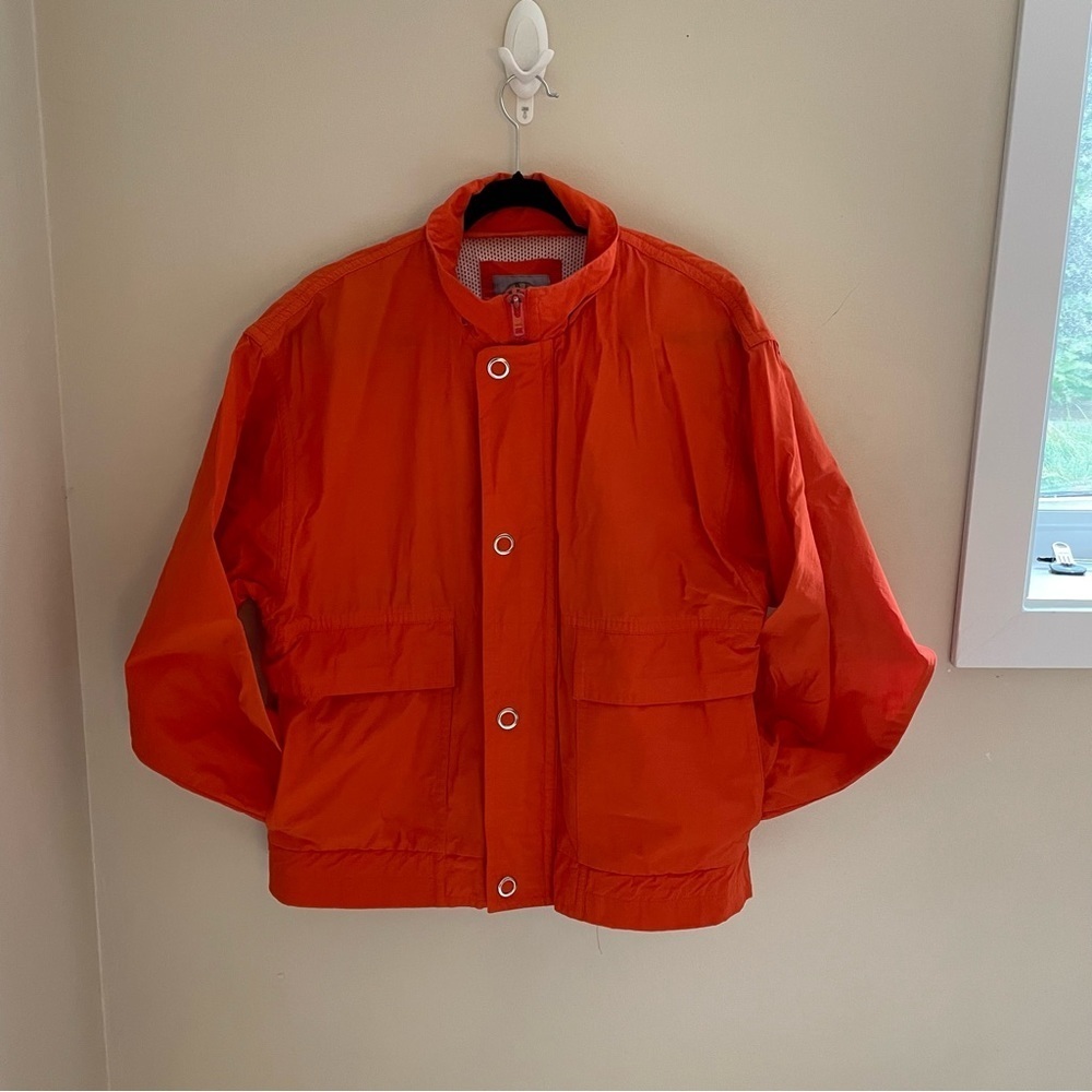 VINTAGE Forest Club Bright Orange Dual Closure Carrying Pouch Rain Jacket Size M